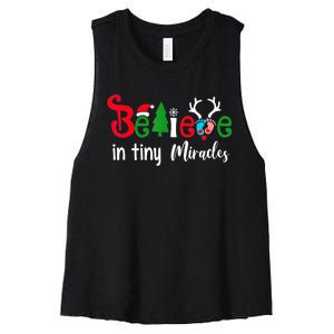 Believe In Magic Of Tiny Mistletoes NICU Nurse Christmas Women's Racerback Cropped Tank