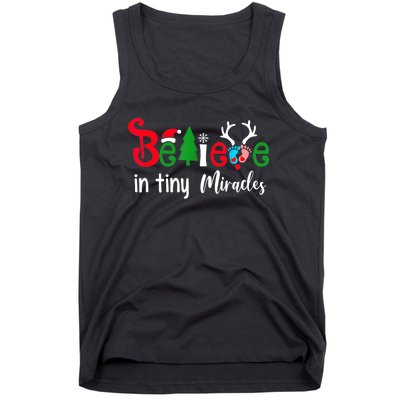 Believe In Magic Of Tiny Mistletoes NICU Nurse Christmas Tank Top