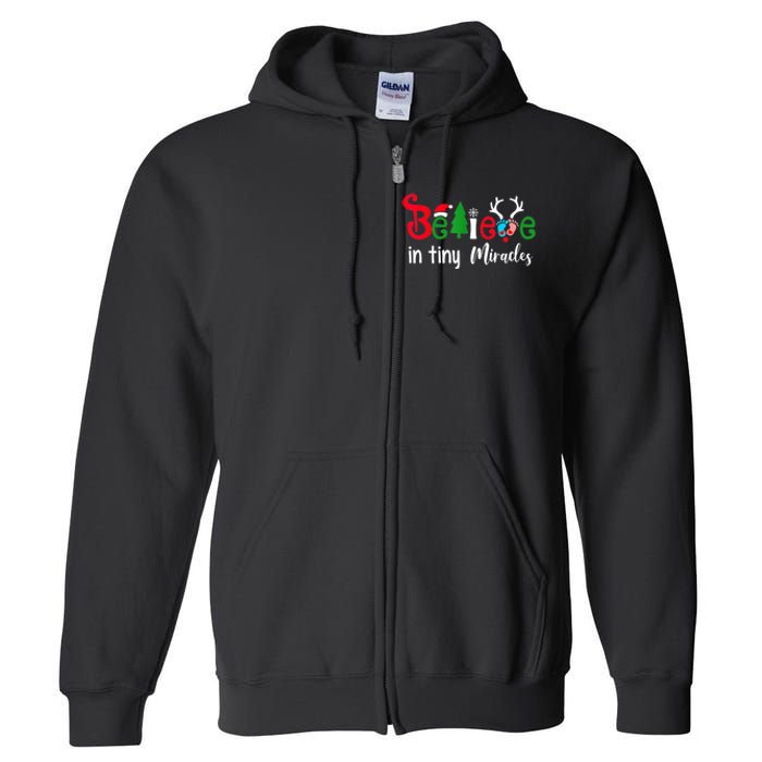 Believe In Magic Of Tiny Mistletoes NICU Nurse Christmas Full Zip Hoodie