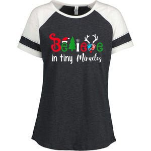 Believe In Magic Of Tiny Mistletoes NICU Nurse Christmas Enza Ladies Jersey Colorblock Tee