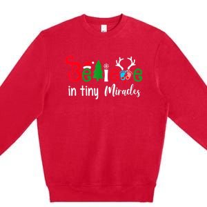 Believe In Magic Of Tiny Mistletoes NICU Nurse Christmas Premium Crewneck Sweatshirt