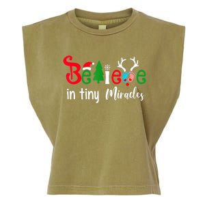 Believe In Magic Of Tiny Mistletoes NICU Nurse Christmas Garment-Dyed Women's Muscle Tee