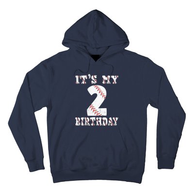 Baseball Its My 2nd Birthday Two Year Old Second Birthday Hoodie