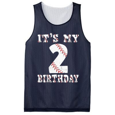 Baseball Its My 2nd Birthday Two Year Old Second Birthday Mesh Reversible Basketball Jersey Tank