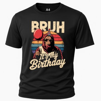Bruh ItS My Birthday Funny Bigfoot Sasquatch Bday Retro Performance Shirt