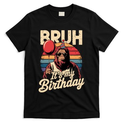 Bruh ItS My Birthday Funny Bigfoot Sasquatch Bday Retro T-Shirt