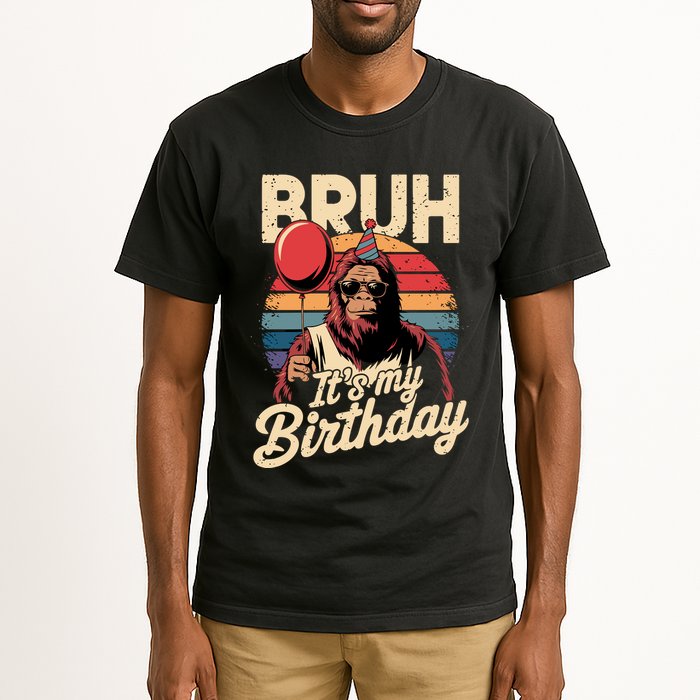 Bruh ItS My Birthday Funny Bigfoot Sasquatch Bday Retro Tall T-Shirt