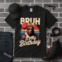 Bruh ItS My Birthday Funny Bigfoot Sasquatch Bday Retro Tall T-Shirt