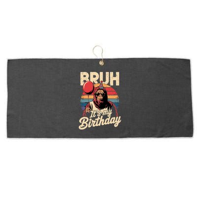 Bruh ItS My Birthday Funny Bigfoot Sasquatch Bday Retro Large Microfiber Waffle Golf Towel
