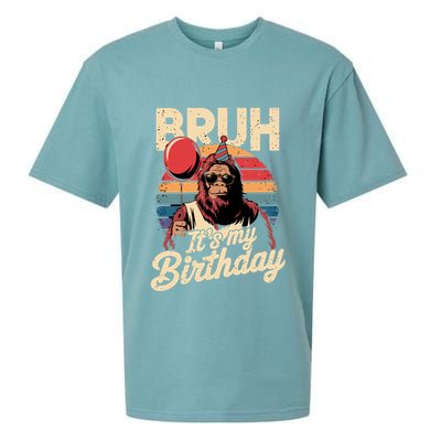 Bruh ItS My Birthday Funny Bigfoot Sasquatch Bday Retro Sueded Cloud Jersey T-Shirt