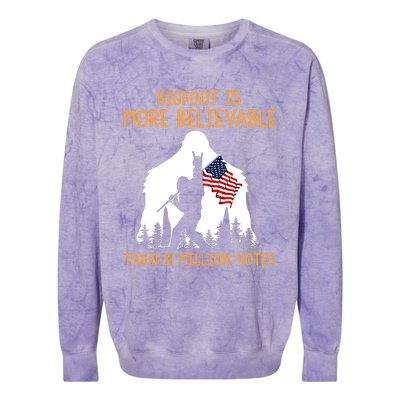 Bigfoot Is More Believable Than 81 Million Votes Vintage Colorblast Crewneck Sweatshirt