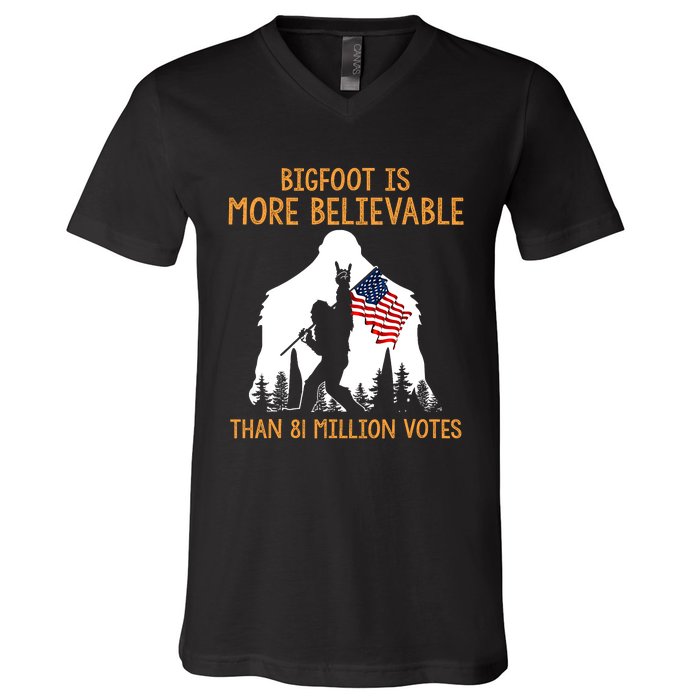 Bigfoot Is More Believable Than 81 Million Votes Vintage V-Neck T-Shirt