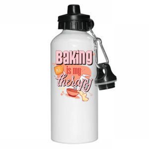 Baking Is My Therapy Funny Pastry Baker Gift Aluminum Water Bottle