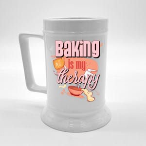 Baking Is My Therapy Funny Pastry Baker Gift Beer Stein