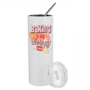 Baking Is My Therapy Funny Pastry Baker Gift Stainless Steel Tumbler