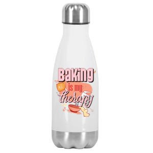 Baking Is My Therapy Funny Pastry Baker Gift Stainless Steel Insulated Water Bottle