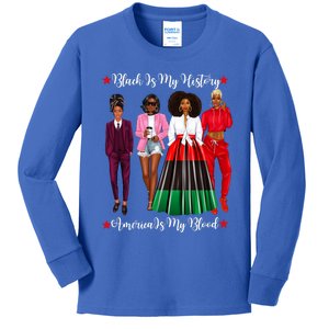 Black Is My History Strong Black Figures Blm Dress Great Gift Kids Long Sleeve Shirt