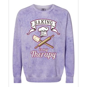 Baking Is My Therapy Funny Pastry Chef Bakers Gift Cute Gift Colorblast Crewneck Sweatshirt