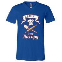 Baking Is My Therapy Funny Pastry Chef Bakers Gift Cute Gift V-Neck T-Shirt