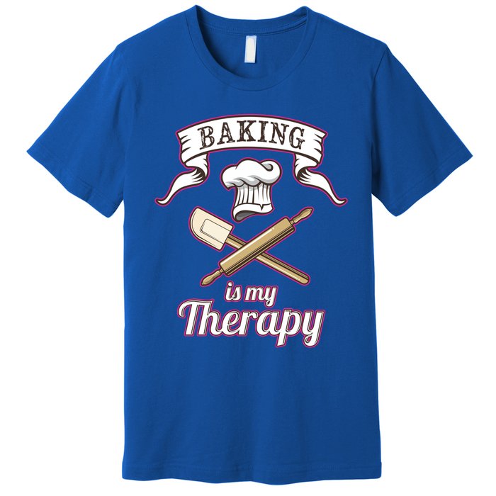 Baking Is My Therapy Funny Pastry Chef Bakers Gift Cute Gift Premium T-Shirt