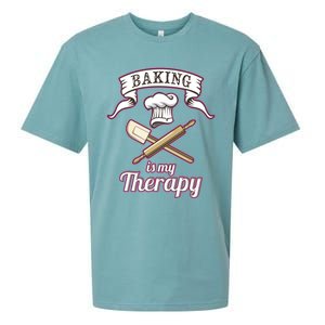 Baking Is My Therapy Funny Pastry Chef Bakers Gift Cute Gift Sueded Cloud Jersey T-Shirt