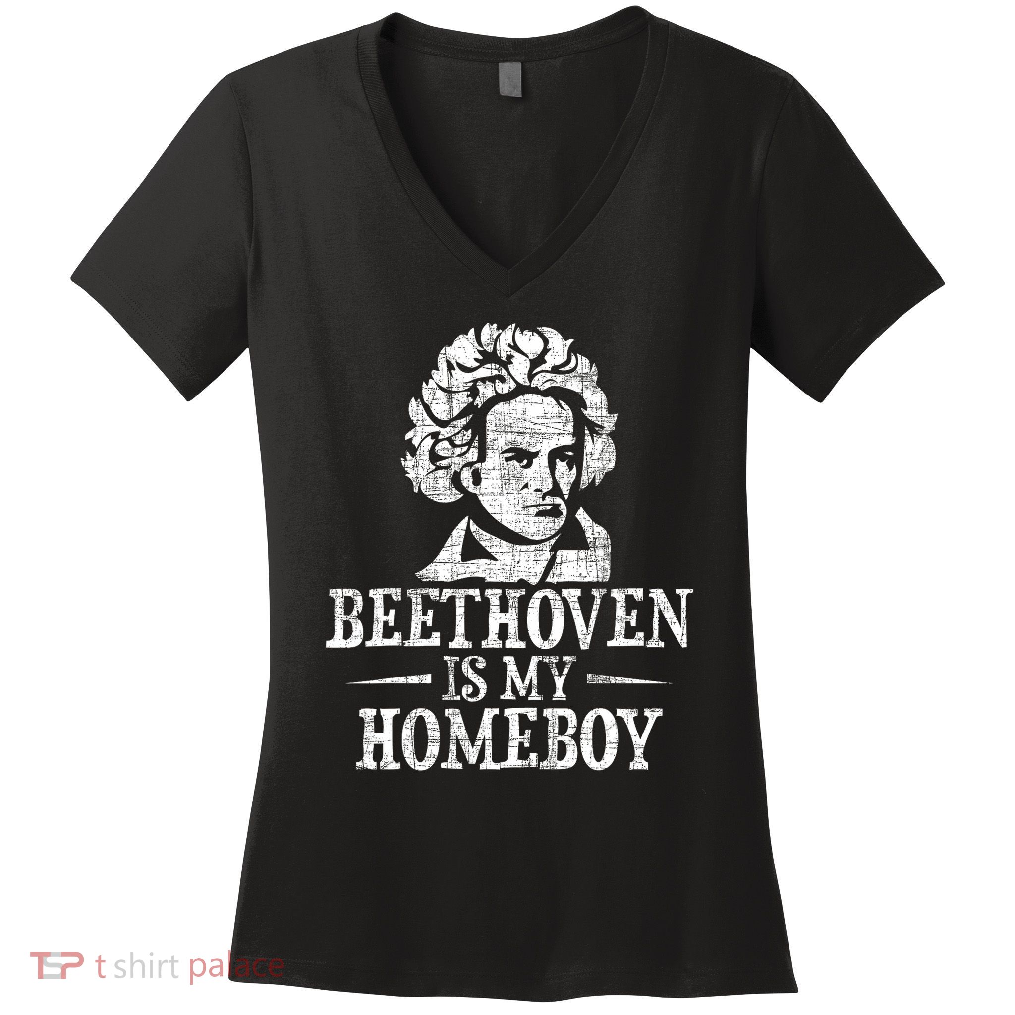 Beethoven Is My Homeboy Al Music Composer Teacher Women's V-Neck T-Shirt