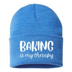 Baking Is My Therapy Funny Gift Sustainable Knit Beanie