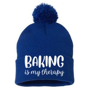 Baking Is My Therapy Funny Gift Pom Pom 12in Knit Beanie