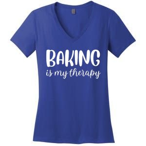 Baking Is My Therapy Funny Gift Women's V-Neck T-Shirt