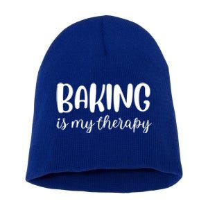 Baking Is My Therapy Funny Gift Short Acrylic Beanie