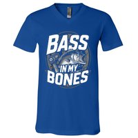 Bass In My Bones Bass Fishing Gift V-Neck T-Shirt