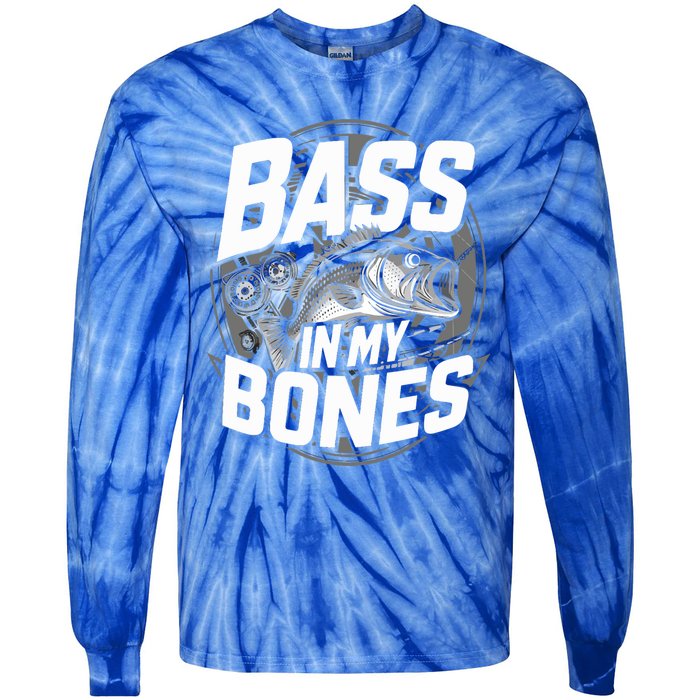 Bass In My Bones Bass Fishing Gift Tie-Dye Long Sleeve Shirt