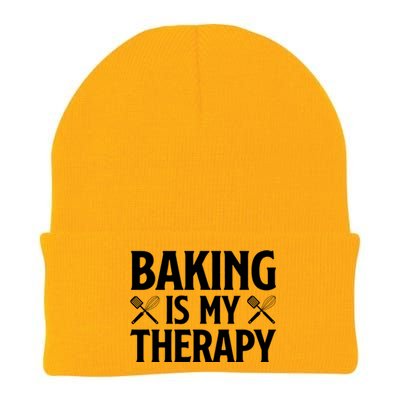 Baking Is My Therapy Cake Baking Pastry Confectioner Baker Gift Knit Cap Winter Beanie