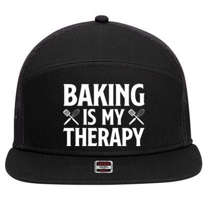 Baking Is My Therapy Cake Baking Pastry Confectioner Baker Gift 7 Panel Mesh Trucker Snapback Hat