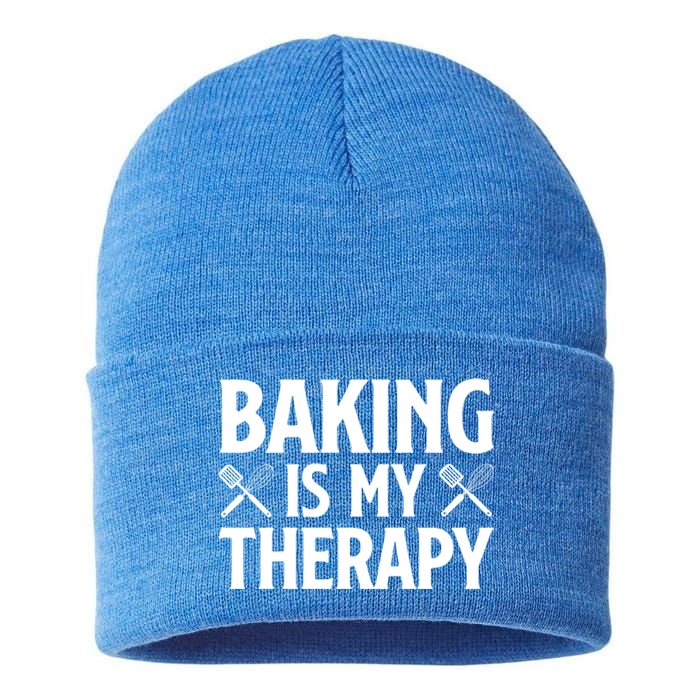 Baking Is My Therapy Cake Baking Pastry Confectioner Baker Gift Sustainable Knit Beanie