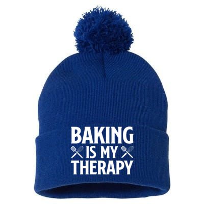 Baking Is My Therapy Cake Baking Pastry Confectioner Baker Gift Pom Pom 12in Knit Beanie