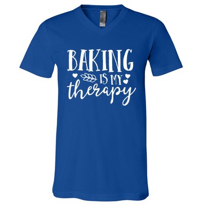 Baking Is My Therapy Gift For Baker Lover Mom Mother Gift V-Neck T-Shirt