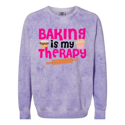 Baking Is My Therapy Cake Baking Pastry Confectioner Baker Gift Colorblast Crewneck Sweatshirt