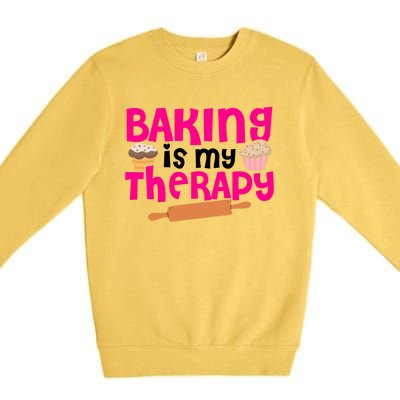 Baking Is My Therapy Cake Baking Pastry Confectioner Baker Gift Premium Crewneck Sweatshirt