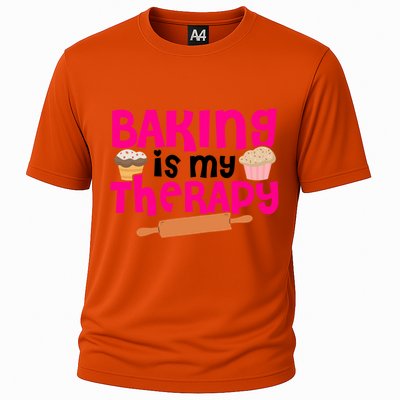 Baking Is My Therapy Cake Baking Pastry Confectioner Baker Gift Cooling Performance Crew T-Shirt