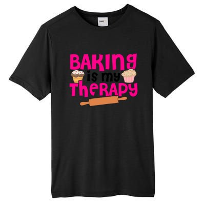 Baking Is My Therapy Cake Baking Pastry Confectioner Baker Gift Tall Fusion ChromaSoft Performance T-Shirt