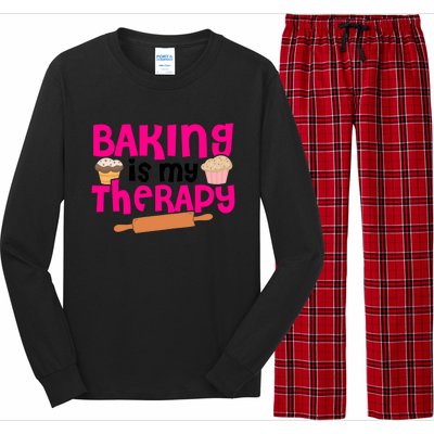 Baking Is My Therapy Cake Baking Pastry Confectioner Baker Gift Long Sleeve Pajama Set