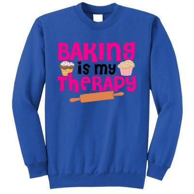 Baking Is My Therapy Cake Baking Pastry Confectioner Baker Gift Tall Sweatshirt