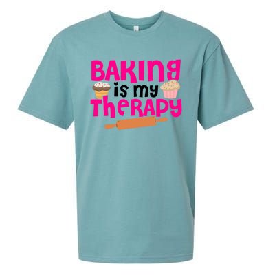 Baking Is My Therapy Cake Baking Pastry Confectioner Baker Gift Sueded Cloud Jersey T-Shirt