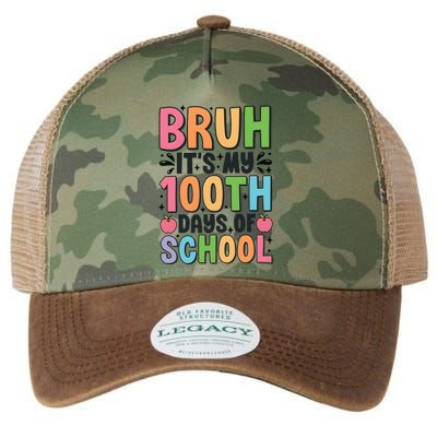 Bruh ItS My 100th Days Of School Celebration Legacy Tie Dye Trucker Hat