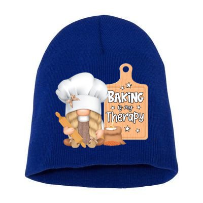 Baking Is My Therapy Gnome Baker Cookie Cupcake Bread Funny Gift Short Acrylic Beanie