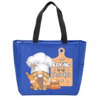 Baking Is My Therapy Gnome Baker Cookie Cupcake Bread Funny Gift Zip Tote Bag