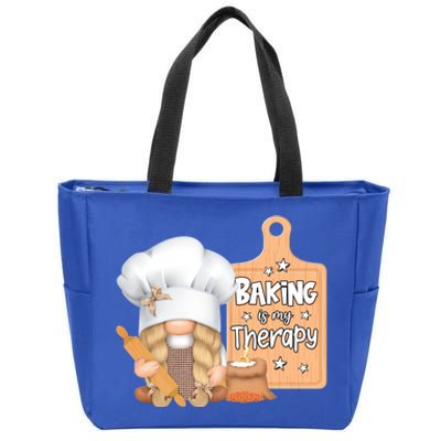 Baking Is My Therapy Gnome Baker Cookie Cupcake Bread Funny Gift Zip Tote Bag