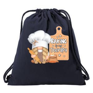 Baking Is My Therapy Gnome Baker Cookie Cupcake Bread Funny Gift Drawstring Bag