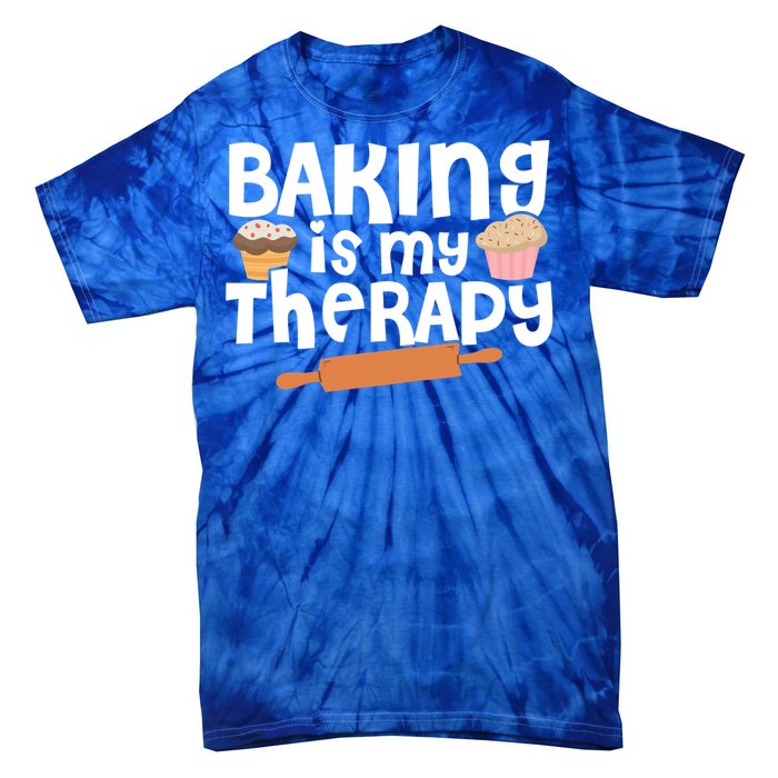 Baking Is My Therapy Cake Baking Pastry Confectioner Baker Gift Tie-Dye T-Shirt